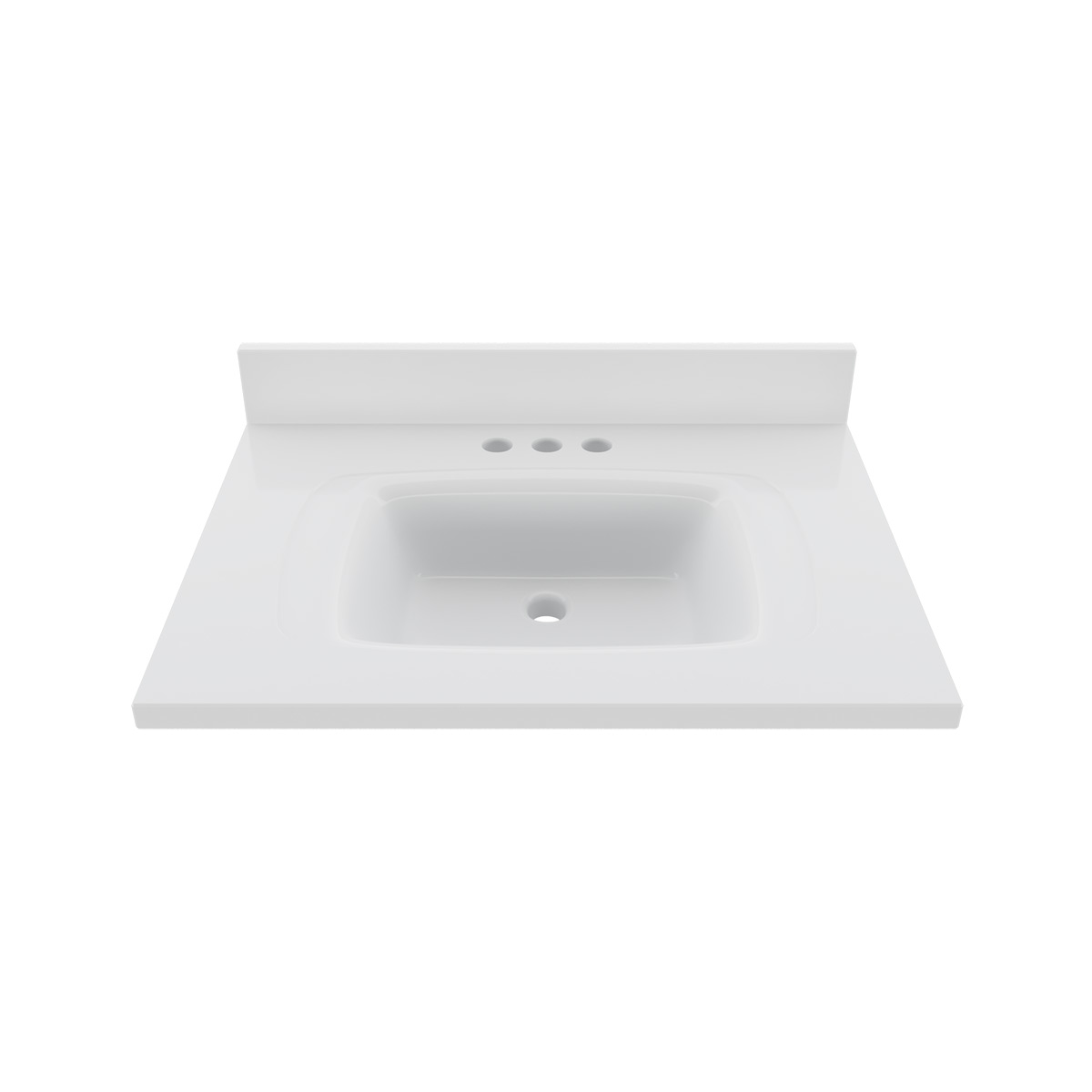 25 x 19 Cultured Marble Non-drip Edge Oval Single Bowl Vanity Top with Backsplash - Image 2