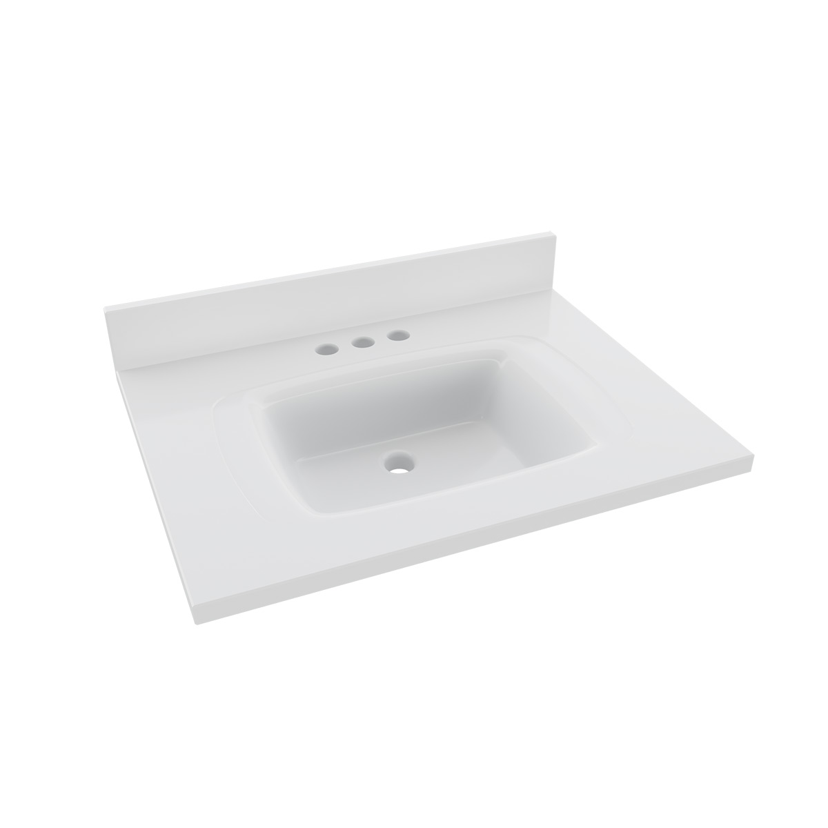 25 x 19 Cultured Marble Non-drip Edge Oval Single Bowl Vanity Top with Backsplash