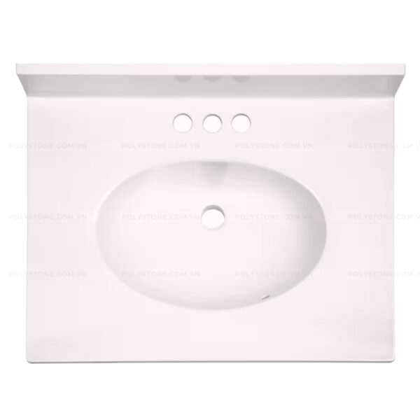 Cultured Marble Integrated Vanity top Single Bowl, 25''x19'' Pure White