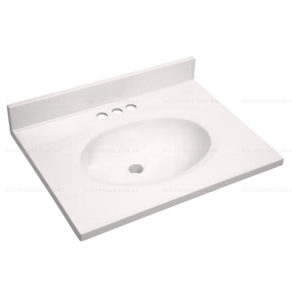 Cultured Marble Integrated Vanity top Single Bowl, 25''x19'' Pure White - Image 4