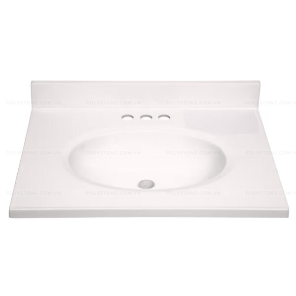 Cultured Marble Integrated Vanity top Single Bowl, 25''x19'' Pure White - Image 3