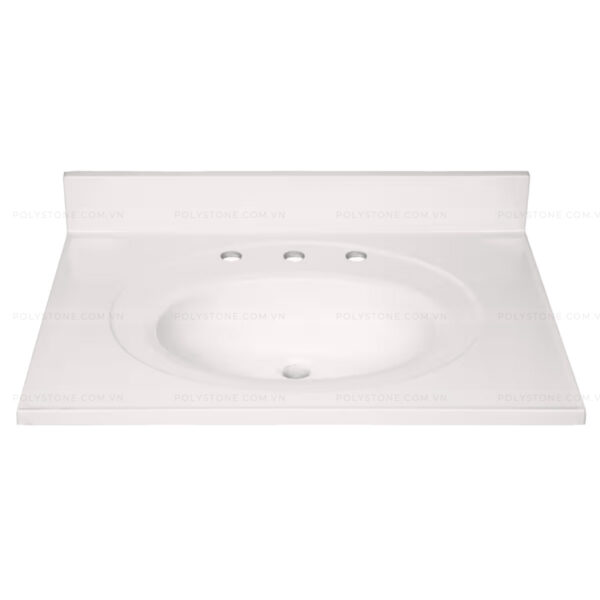Cultured Marble Integrated Vanity top Single Bowl, 31''x22'' Pure White - Image 3