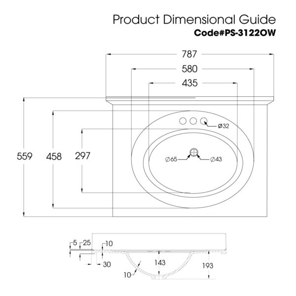 Cultured Marble Integrated Vanity top Single Bowl, 31''x 19'' Pure White - Image 2