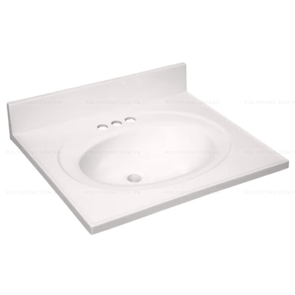 Cultured Marble Integrated Vanity top Single Bowl, 25''x22'' Pure White - Image 2