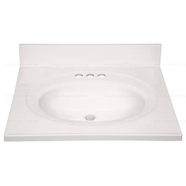Cultured Marble Integrated Vanity top Single Bowl, 25''x22'' Pure White - Image 4