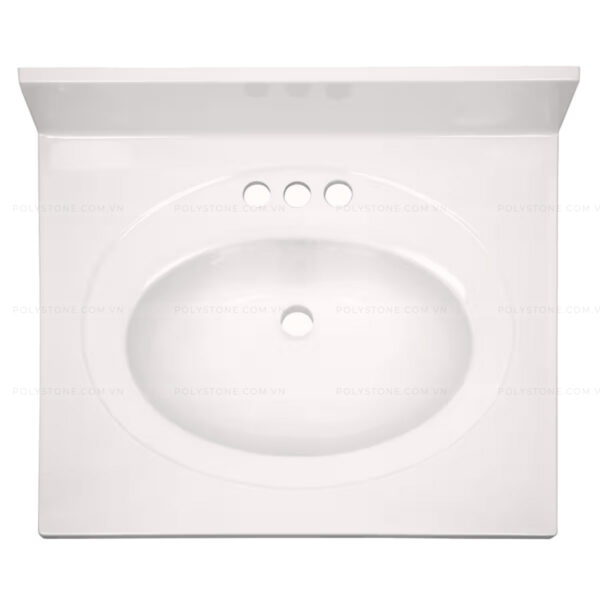 Cultured Marble Integrated Vanity top Single Bowl, 25''x22'' Pure White