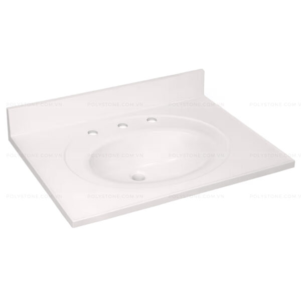 Cultured Marble Integrated Vanity top Single Bowl, 31''x22'' Pure White - Image 4