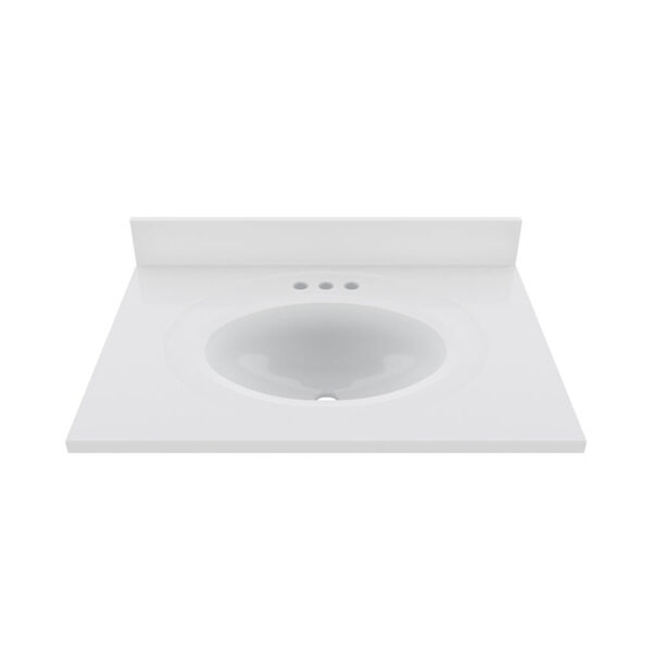 Cultured Marble Integrated Vanity top Single Bowl, 19''x17'' Pure White - Image 2