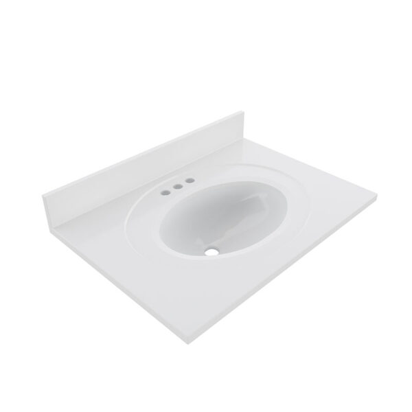 Cultured Marble Integrated Vanity top Single Bowl, 19''x17'' Pure White - Image 5
