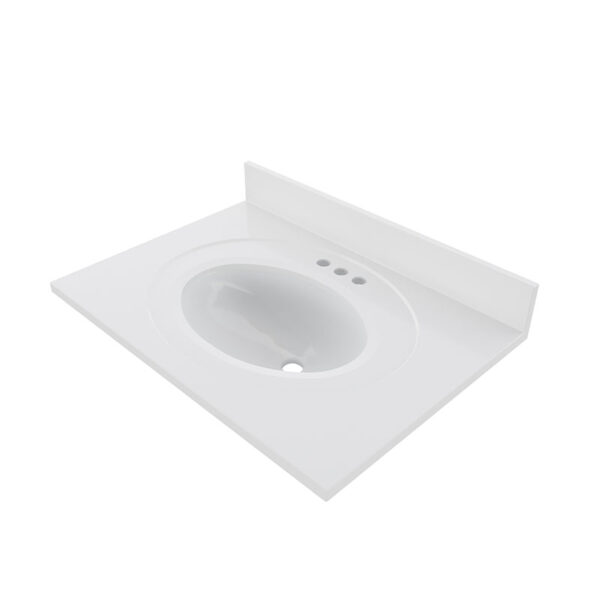 Cultured Marble Integrated Vanity top Single Bowl, 19''x17'' Pure White - Image 3