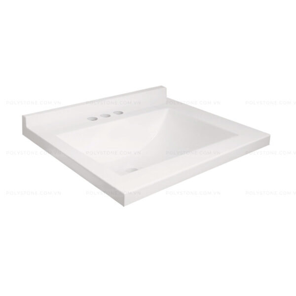 Cultured Marble Integrated Vanity top Single Bowl, 18''x16'' Pure White - Image 3