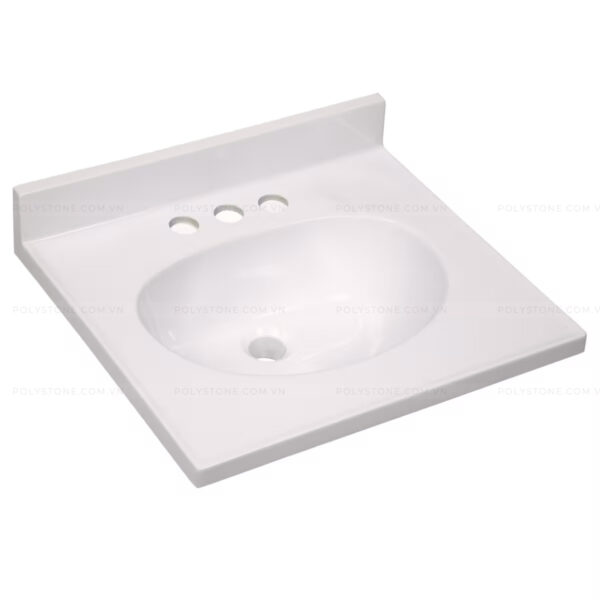Cultured Marble Integrated Vanity top Single Bowl, 18''x16'' Pure White - Image 3