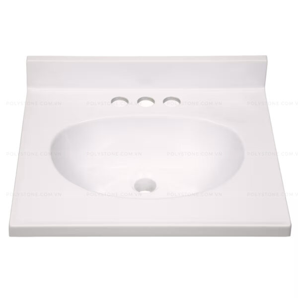 Cultured Marble Integrated Vanity top Single Bowl, 18''x16'' Pure White - Image 4
