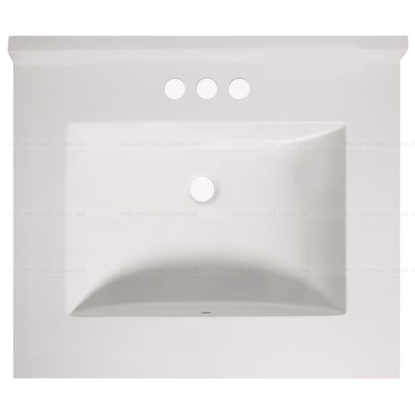 Cultured Marble Integrated Vanity top Single Bowl, 25''x19'' Pure White