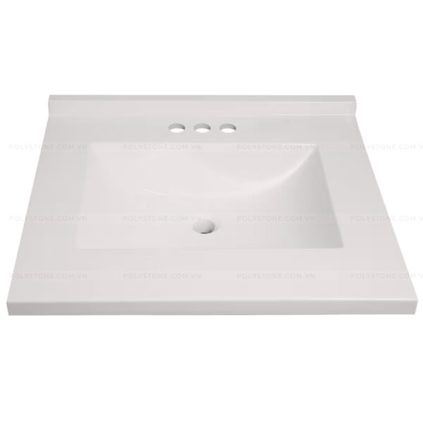 Cultured Marble Integrated Vanity top Single Bowl, 25''x19'' Pure White - Image 3