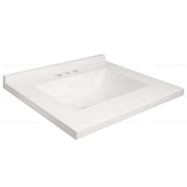 Cultured Marble Integrated Vanity top Single Bowl, 25''x19'' Pure White - Image 4