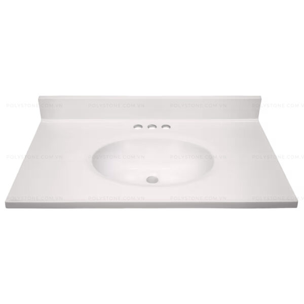 Cultured Marble Integrated Vanity top Single Bowl, 31''x 19'' Pure White - Image 4