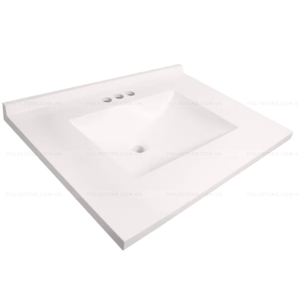 Cultured Marble Integrated Vanity top Single Bowl, 31''x19'' Pure White - Image 4