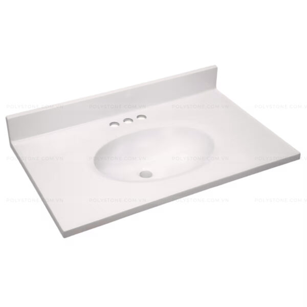 Cultured Marble Integrated Vanity top Single Bowl, 31''x 19'' Pure White - Image 3