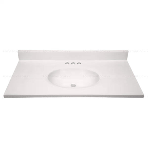 Cultured Marble Integrated Vanity top Single Bowl, 37''x19'' Pure White - Image 3