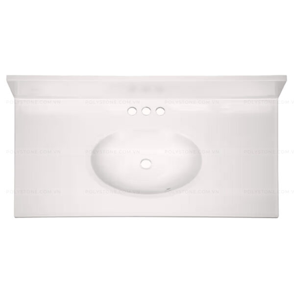 Cultured Marble Integrated Vanity top Single Bowl, 37''x19'' Pure White