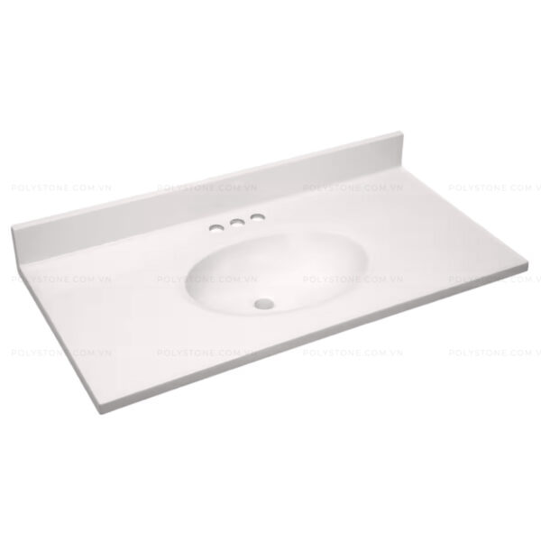 Cultured Marble Integrated Vanity top Single Bowl, 37''x19'' Pure White - Image 4