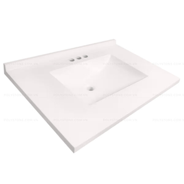 Cultured Marble Integrated Vanity top Single Bowl, 37''x19'' Pure White - Image 3