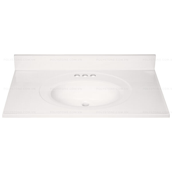Cultured Marble Integrated Vanity top Single Bowl, 37''x22'' Pure White - Image 4