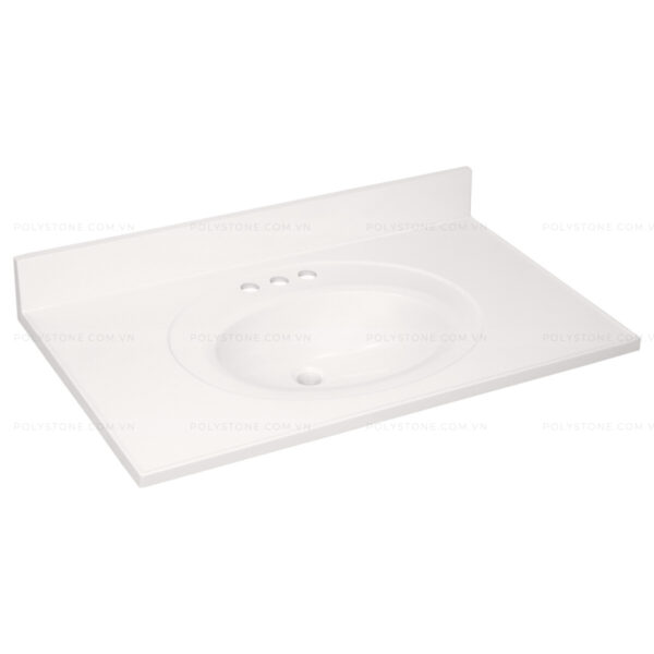 Cultured Marble Integrated Vanity top Single Bowl, 37''x22'' Pure White - Image 3