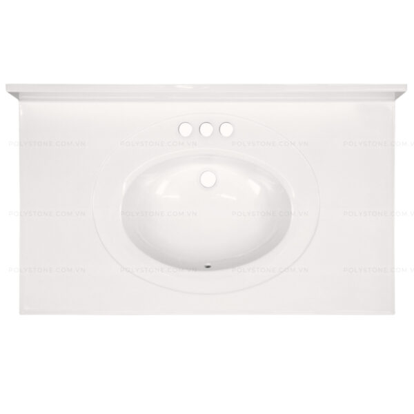 Cultured Marble Integrated Vanity top Single Bowl, 37''x22'' Pure White