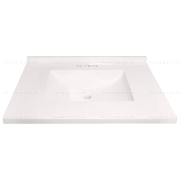 Cultured Marble Integrated Vanity top Single Bowl, 37''x22'' Pure White - Image 3