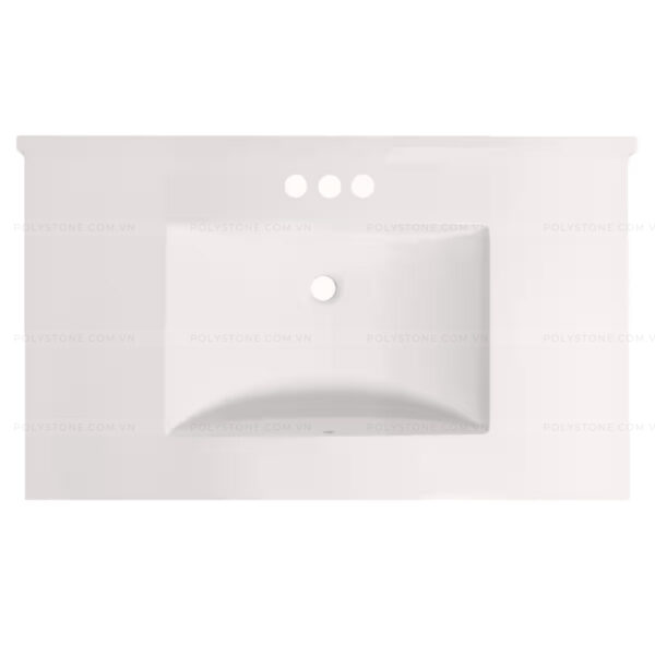 Cultured Marble Integrated Vanity top Single Bowl, 37''x22'' Pure White
