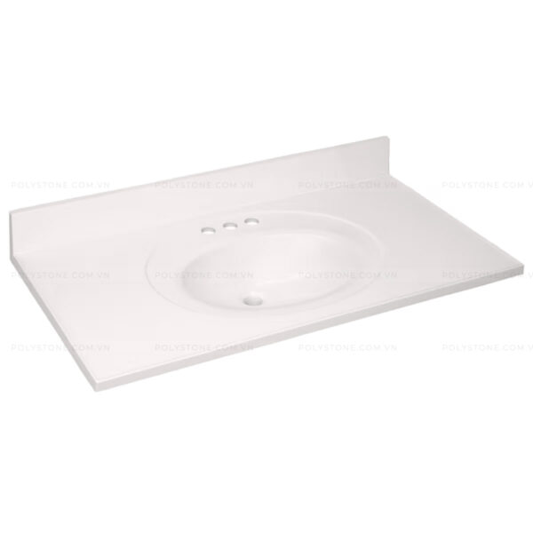 Cultured Marble Integrated Vanity top Single Bowl, 43''x22'' Pure White - Image 3