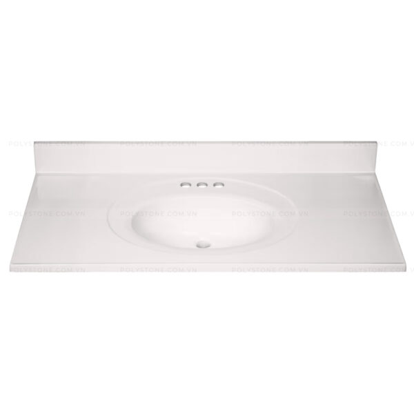 Cultured Marble Integrated Vanity top Single Bowl, 43''x22'' Pure White - Image 4