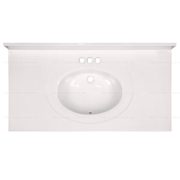 Cultured Marble Integrated Vanity top Single Bowl, 43''x22'' Pure White