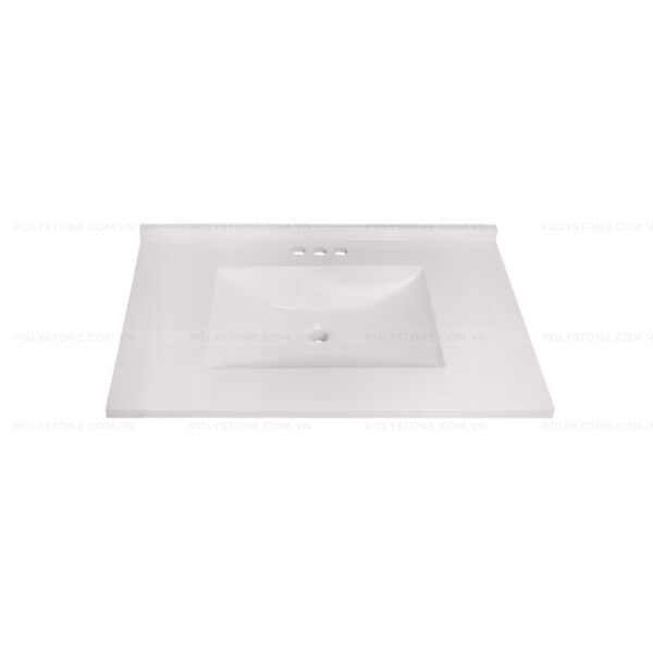 Cultured Marble Integrated Vanity top Single Bowl, 43''x22'' Pure White - Image 4