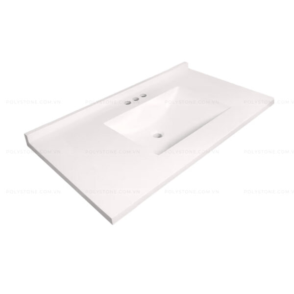 Cultured Marble Integrated Vanity top Single Bowl, 43''x22'' Pure White - Image 3
