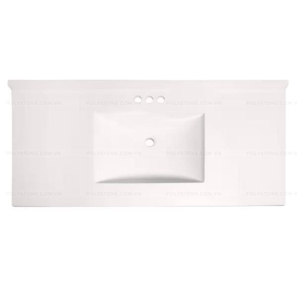 Cultured Marble Integrated Vanity top Single Bowl, 49''x22'' Pure White