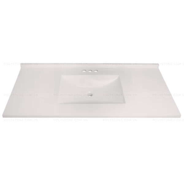 Cultured Marble Integrated Vanity top Single Bowl, 49''x22'' Pure White - Image 4