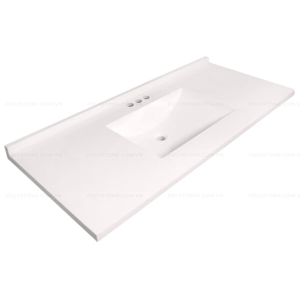 Cultured Marble Integrated Vanity top Single Bowl, 49''x22'' Pure White - Image 3