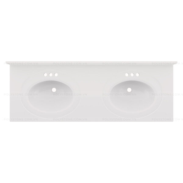 Cultured Marble Integrated Vanity top Double Bowl, 61''x22'' Pure White