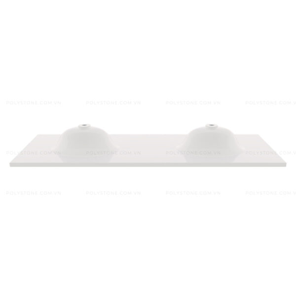 Cultured Marble Integrated Vanity top Double Bowl, 61''x22'' Pure White - Image 5