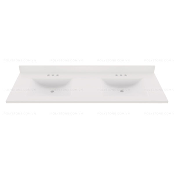 Cultured Marble Integrated Vanity top Double Bowl, 61''x22'' Pure White - Image 4