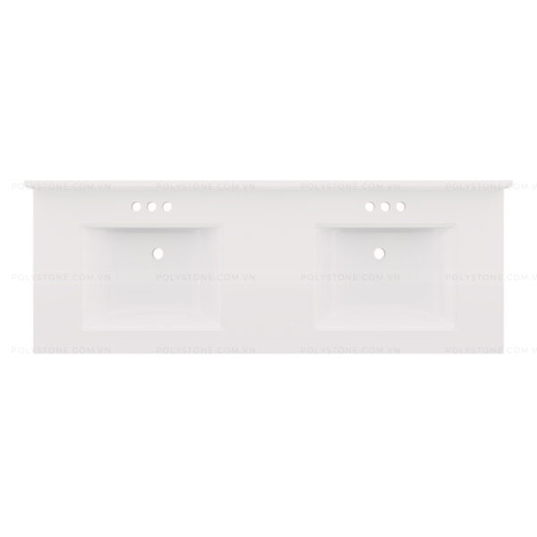 Cultured Marble Integrated Vanity top Double Bowl, 61''x22'' Pure White