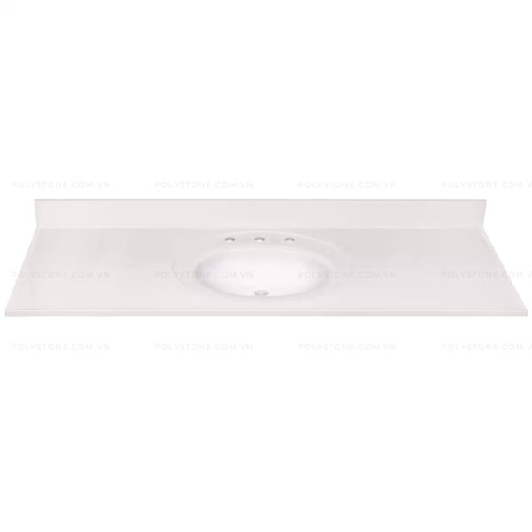 Cultured Marble Integrated Vanity top Single Bowl, 61''x22'' Pure White - Image 5