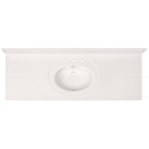 Cultured Marble Integrated Vanity top Single Bowl, 61''x22'' Pure White