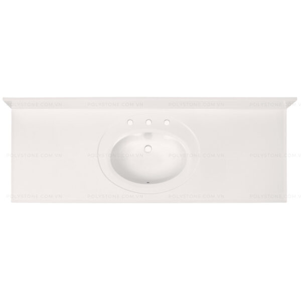 Cultured Marble Integrated Vanity top Single Bowl, 61''x22'' Pure White
