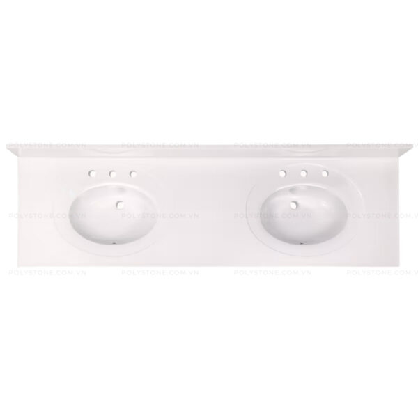 Cultured Marble Integrated Vanity top Double Bowl, 73''x22'' Pure White