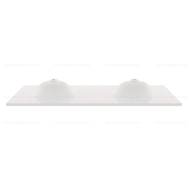Cultured Marble Integrated Vanity top Double Bowl, 73''x22'' Pure White - Image 5