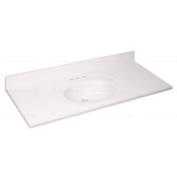 Cultured Marble Integrated Vanity top Single Bowl, 49''x22'' Pure White - Image 3